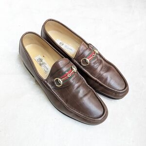 Vintage Gucci Horsebit Loafers Brown Leather Men US 13